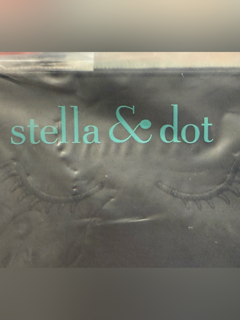 Stella & Dot Embroidered Lashes Pouch NIP Black